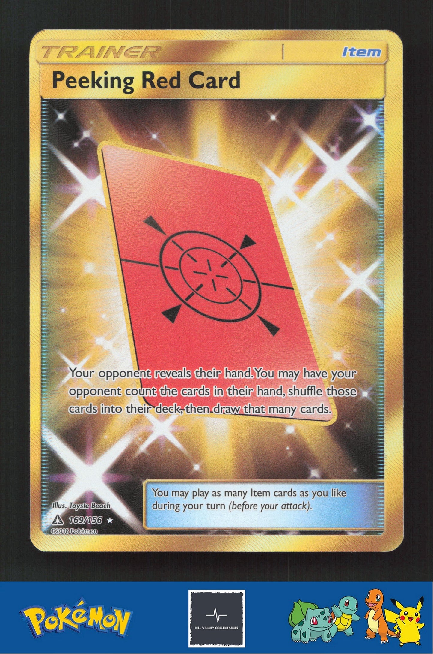2018 Pokemon SM Ultra Prism 169/156 Peeking Red Card