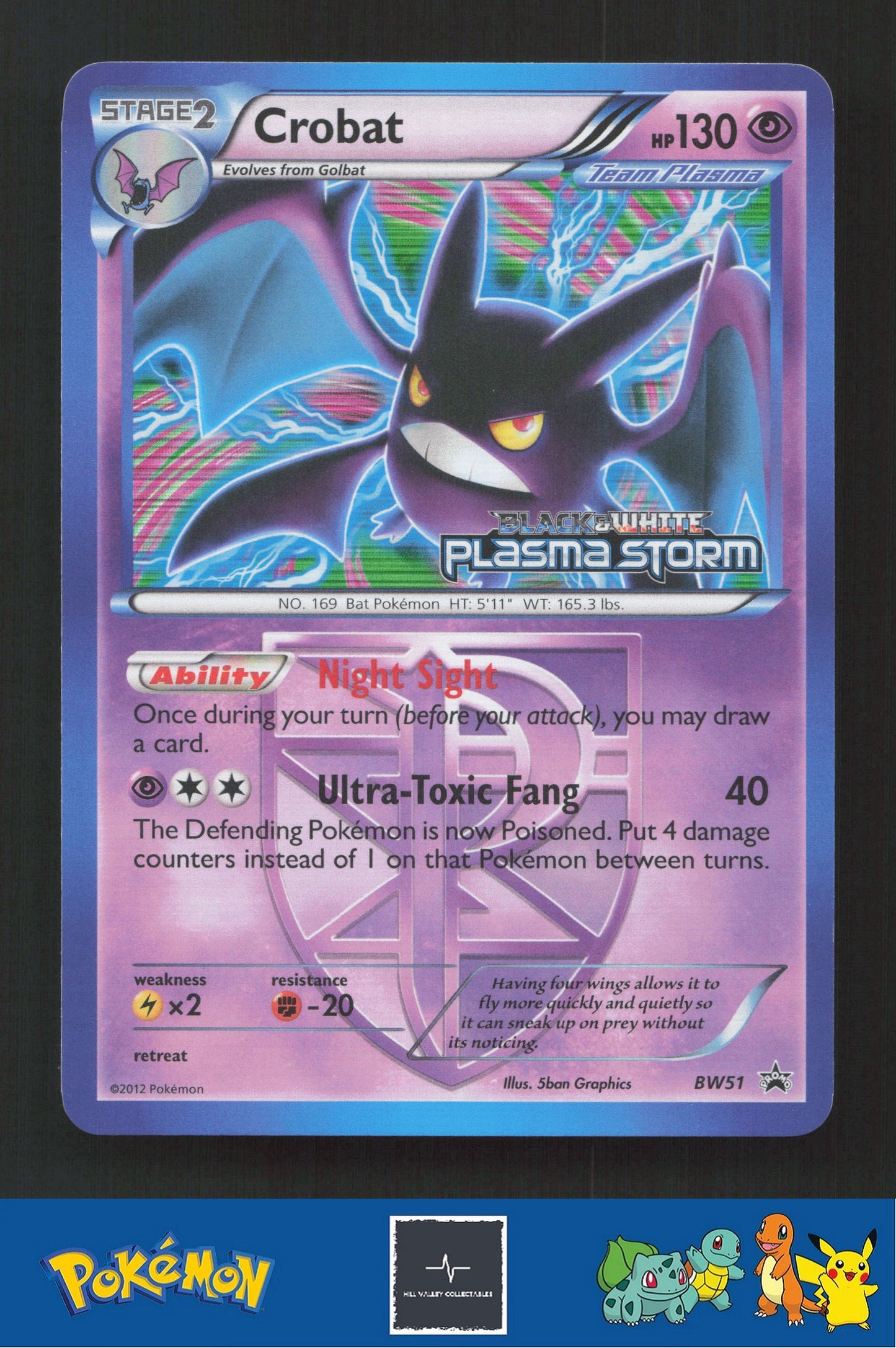 2012 Pokemon BW Black and White Promo BW51 Crobat Stamped