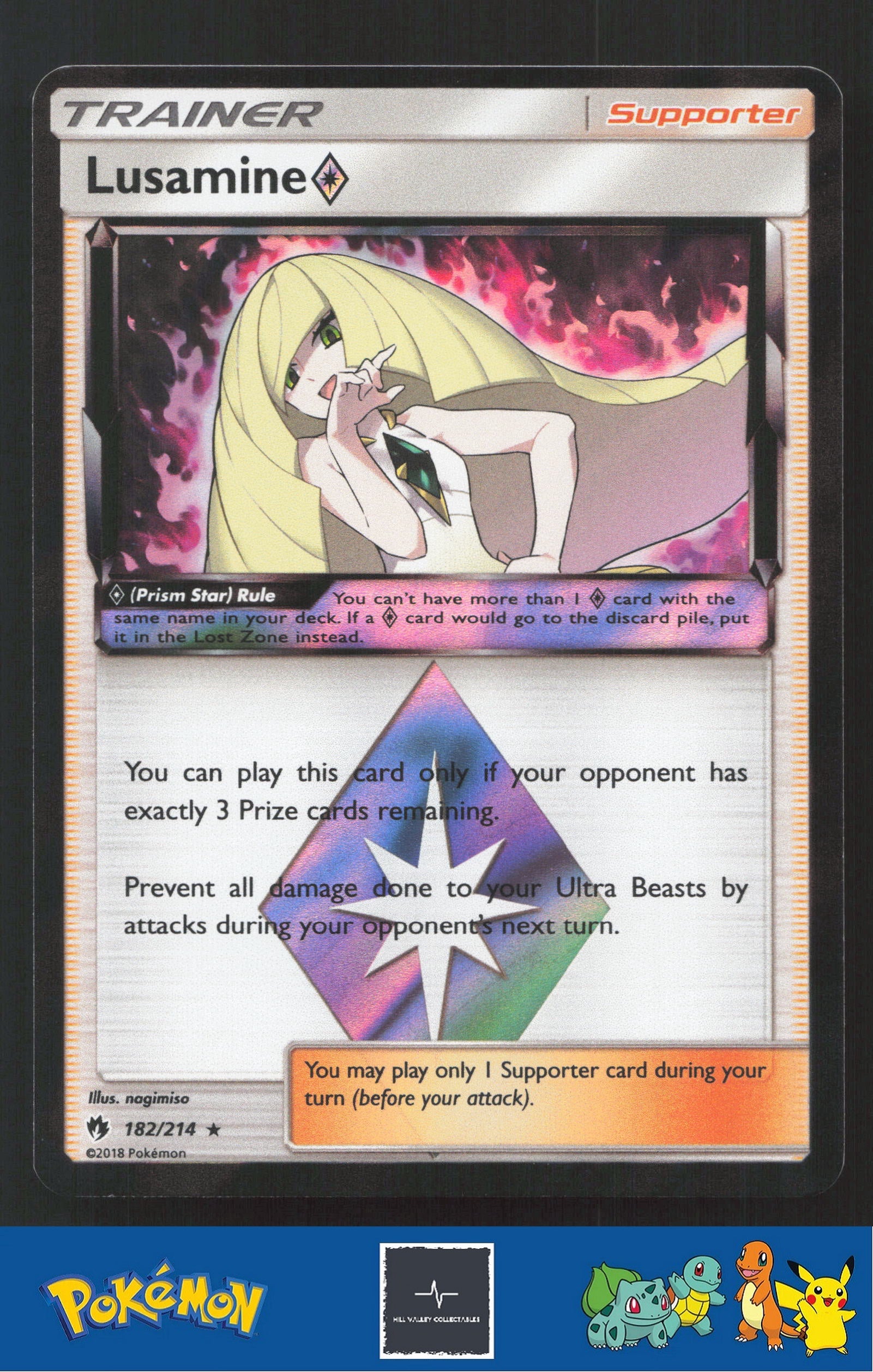2018 Pokemon SM Lost Thunder 182/214 Lusamine Prism Star