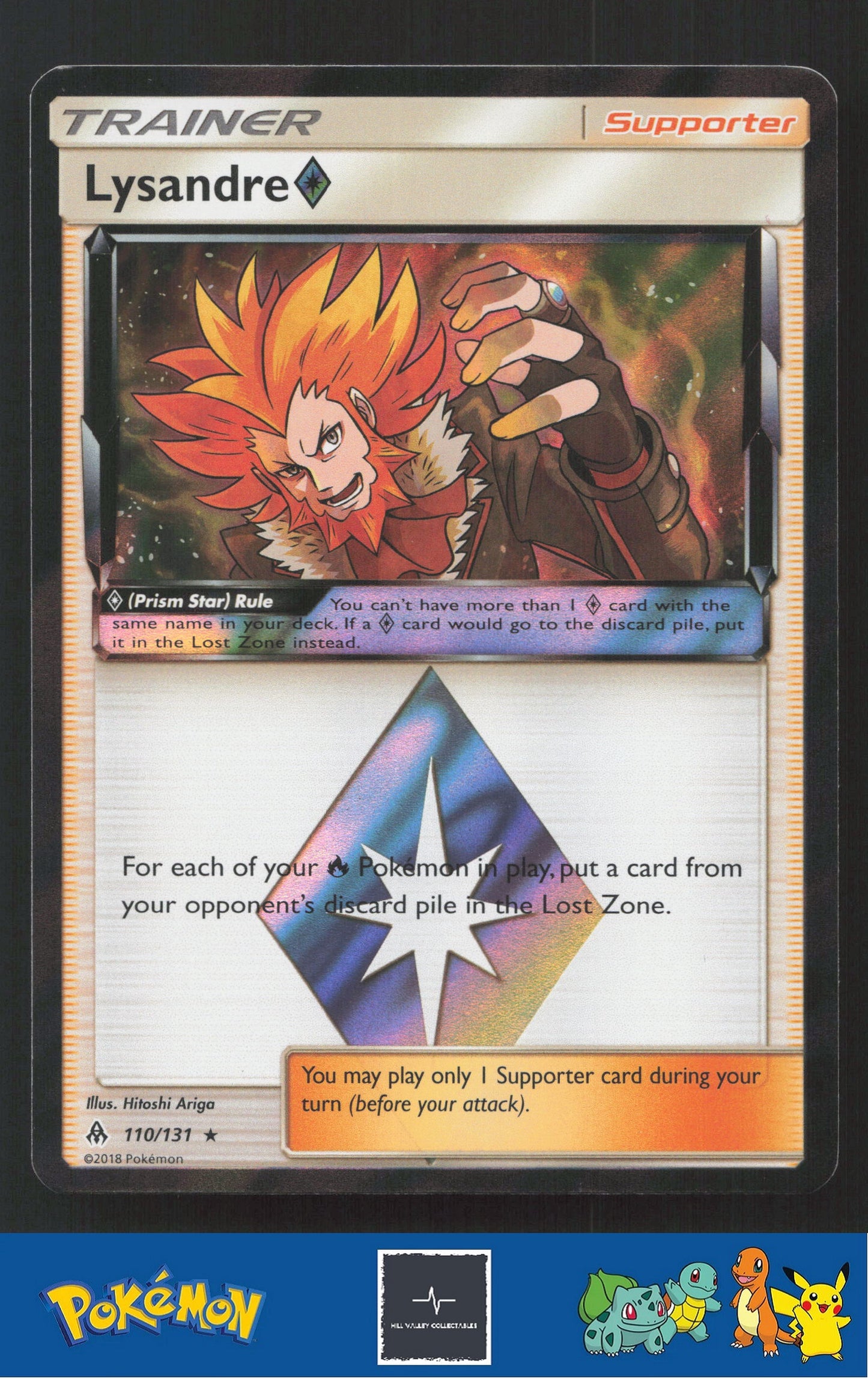 2018 Pokemon SM Forbidden Light 110/131 Lysandre Prism Star