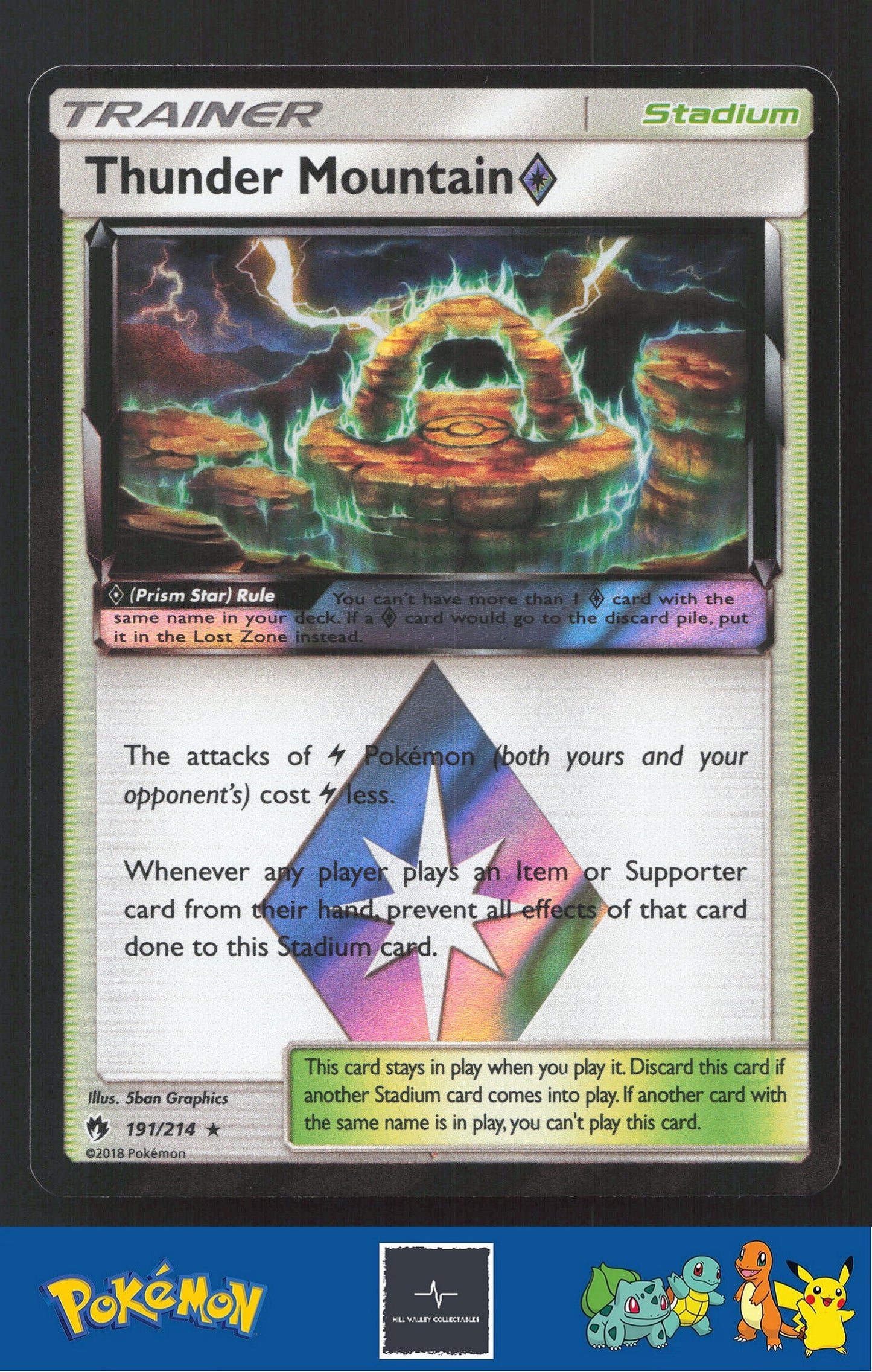 2018 Pokemon SM Lost Thunder 191/214 Thunder Mountain Prism Star