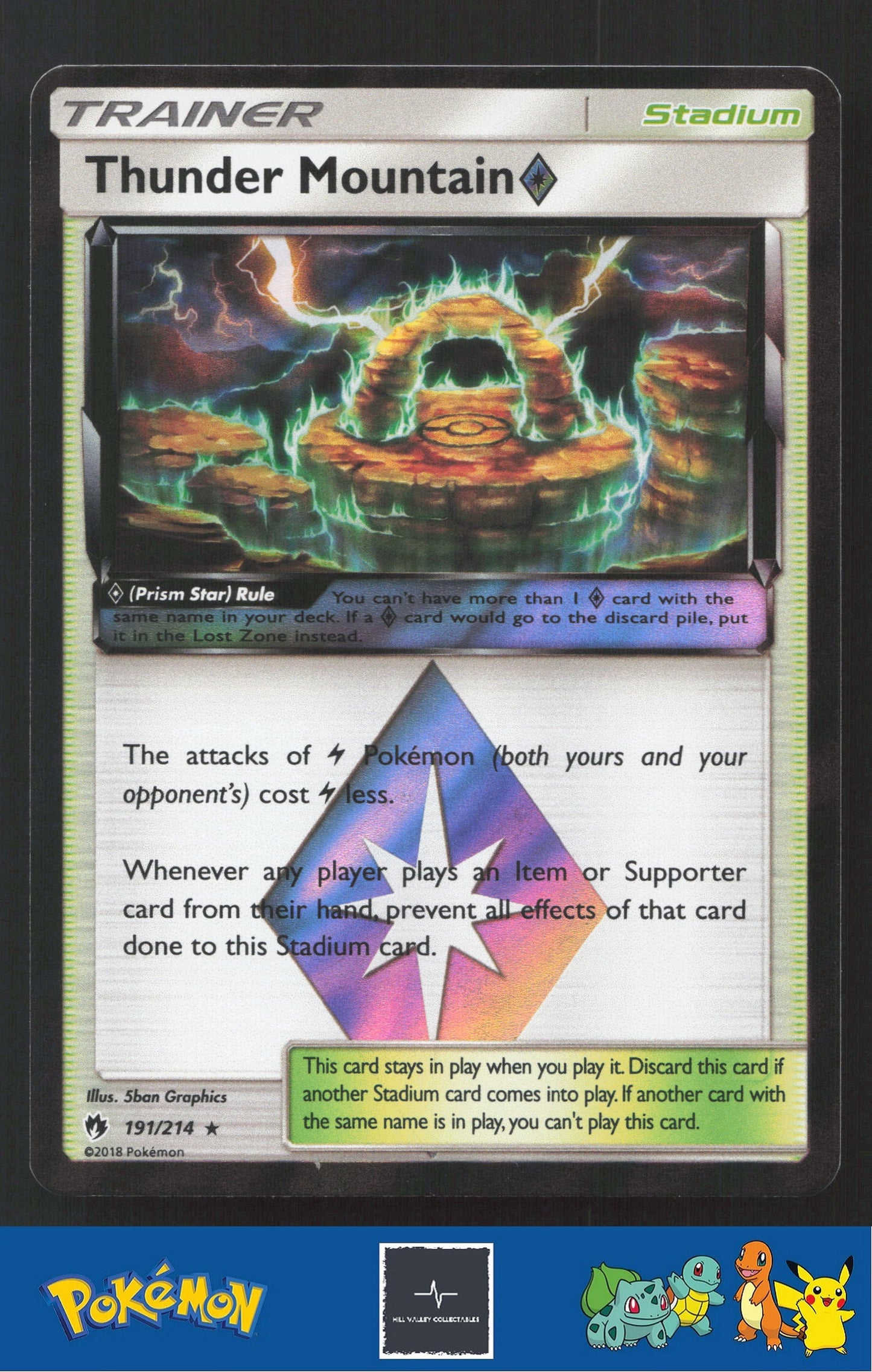2018 Pokemon SM Lost Thunder 191/214 Thunder Mountain Prism Star