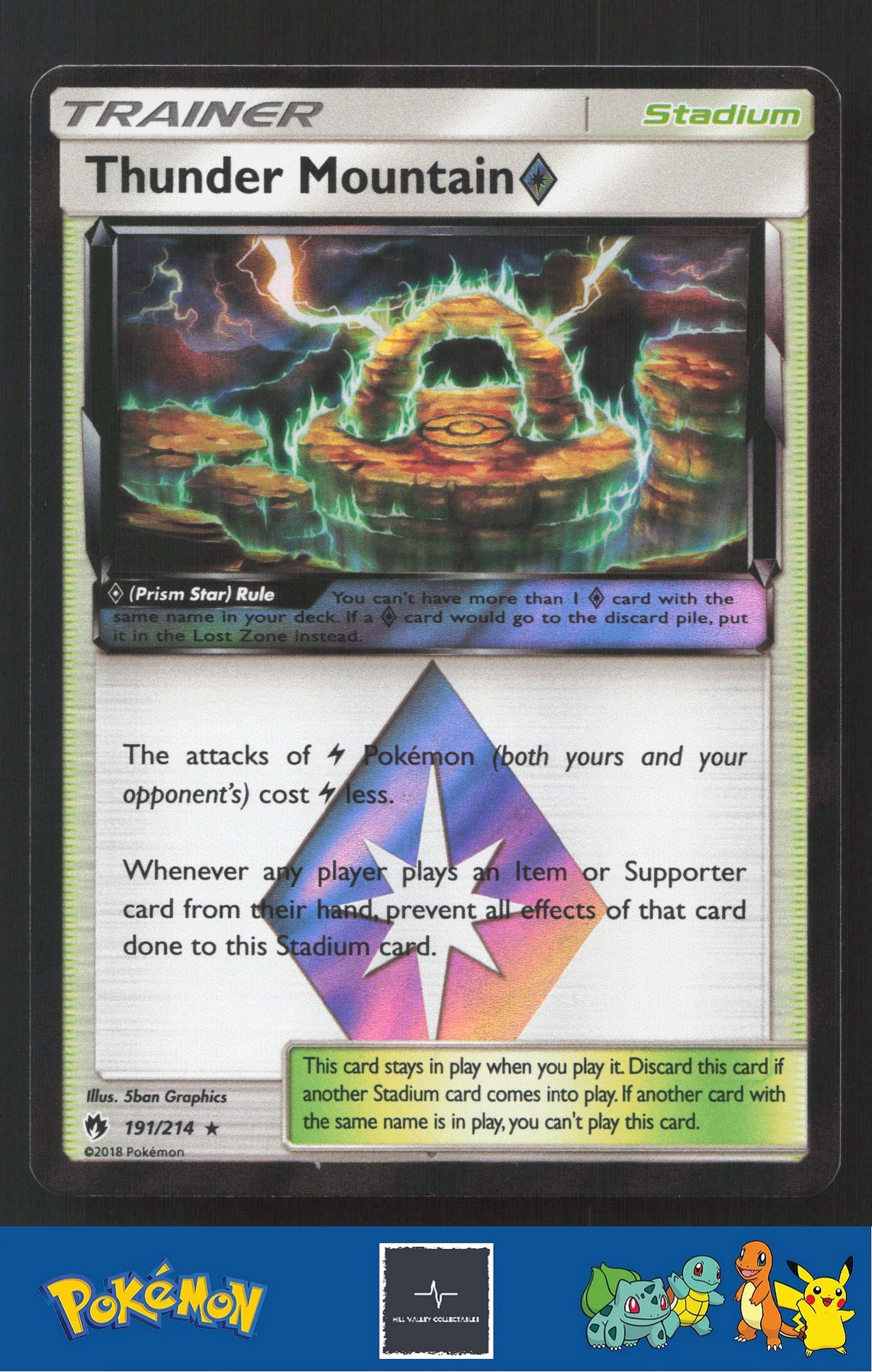 2018 Pokemon SM Lost Thunder 191/214 Thunder Mountain Prism Star