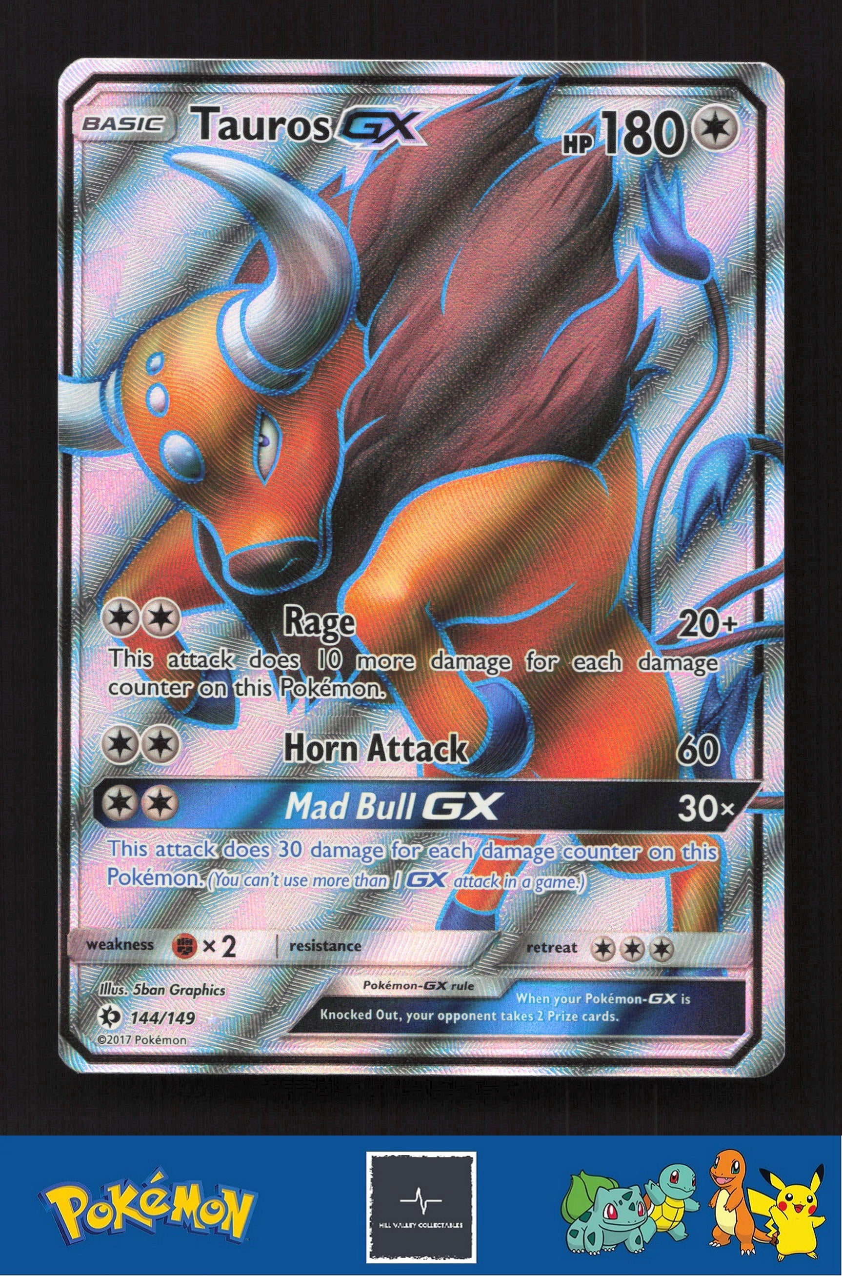 2017 Pokemon SM Sun & Moon Base Set 144/149 Tauros GX