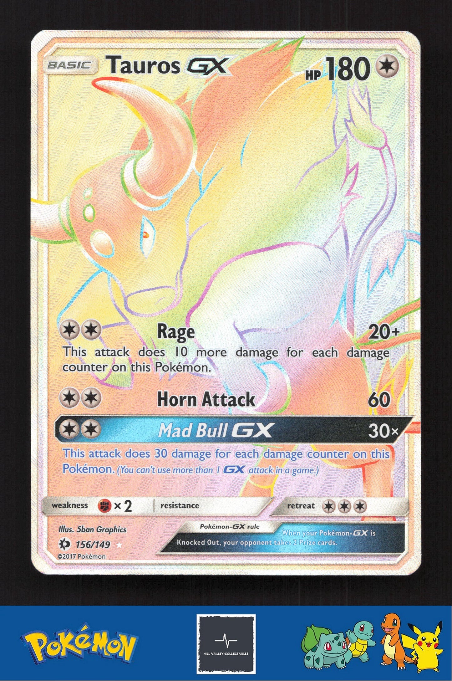2017 Pokemon SM Sun & Moon Base Set 156/149 Tauros GX