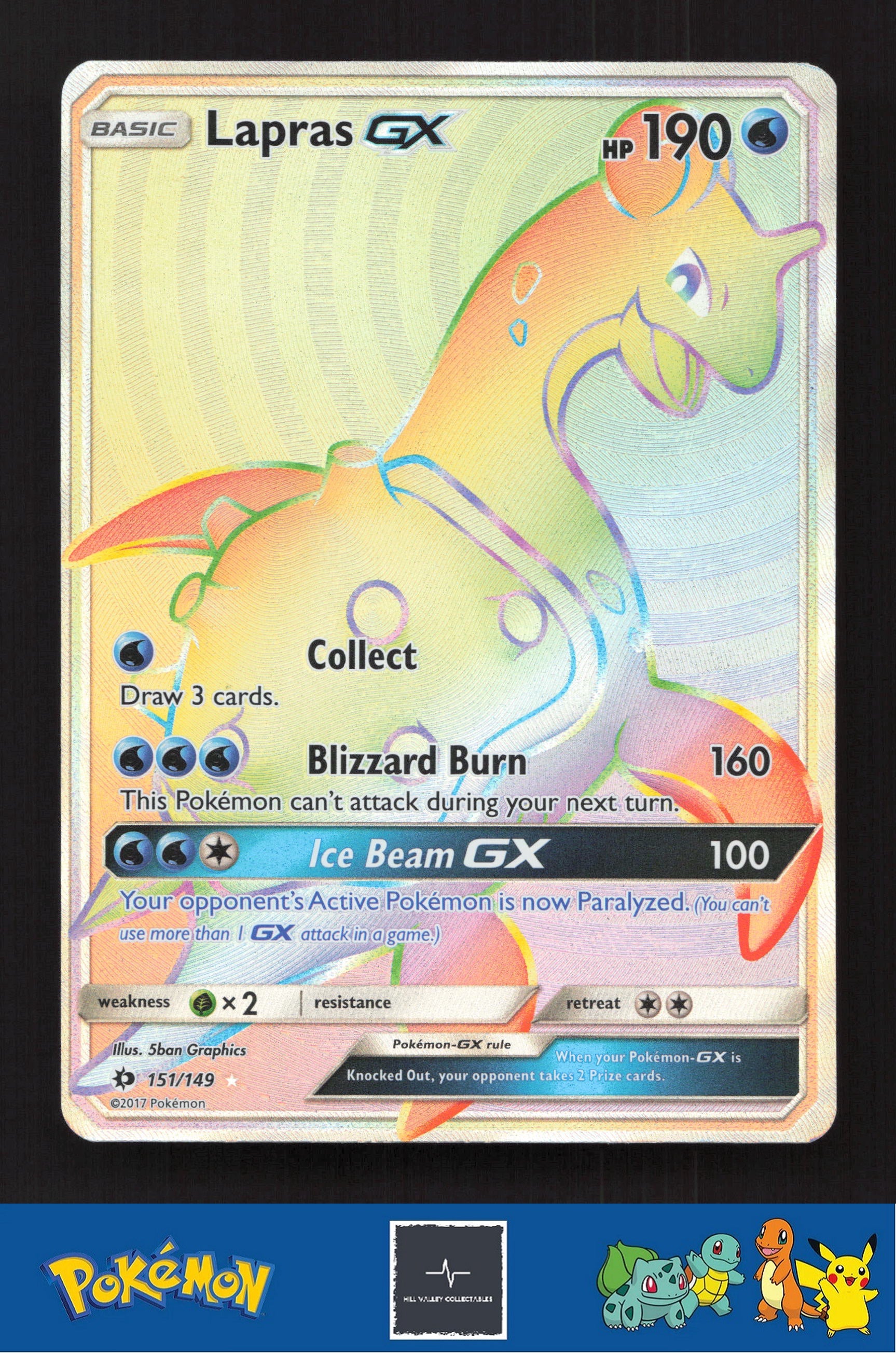 2017 Pokemon SM Sun & Moon Base Set 151/149 Lapras GX