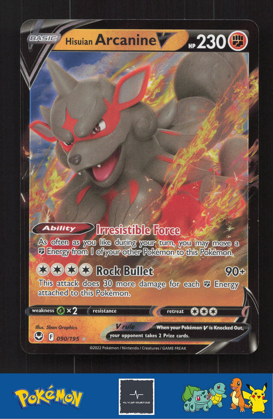 2022 Pokemon SWSH Silver Tempest 090/195 Hisuian Arcanine V