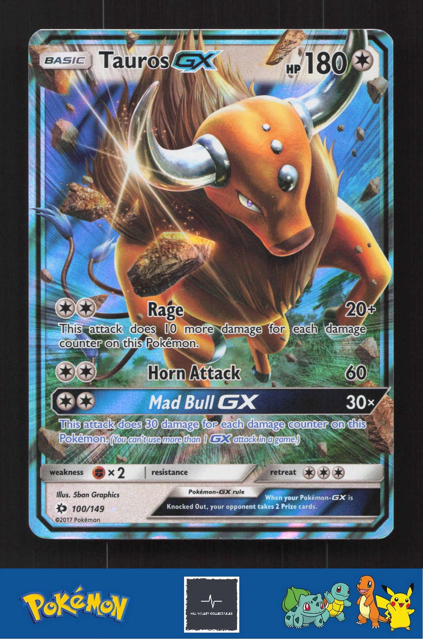 2017 Pokemon SM Sun & Moon Base Set 100/149 Tauros GX
