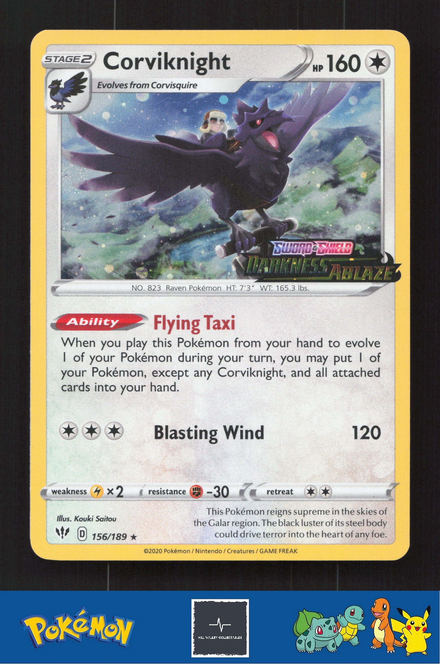 2020 Pokemon SWSH Darkness Ablaze Promo 156/189 Corviknight (Stamped)
