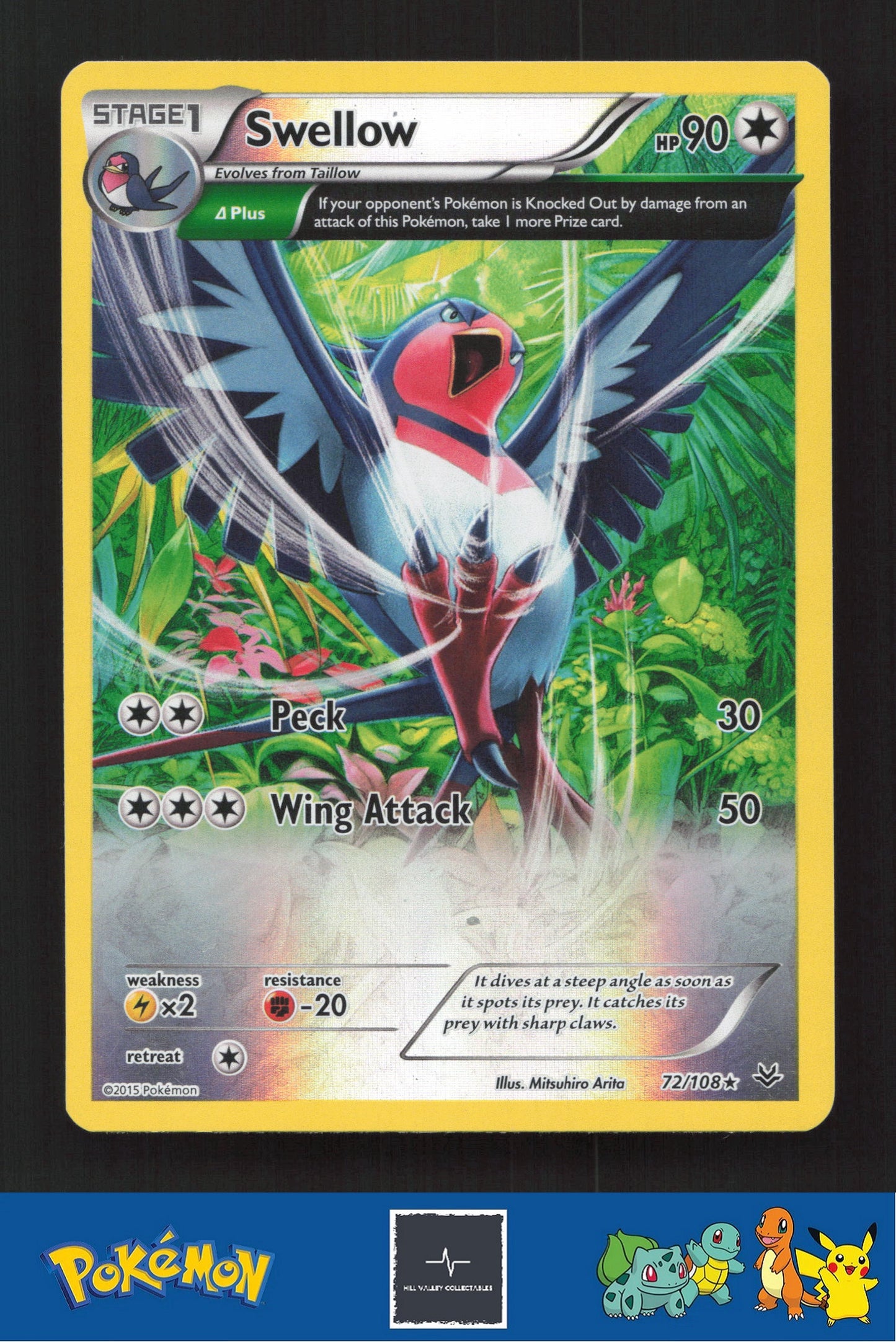 2015 Pokemon XY Roaring Skies 72/108 Swellow (Delta) Reverse