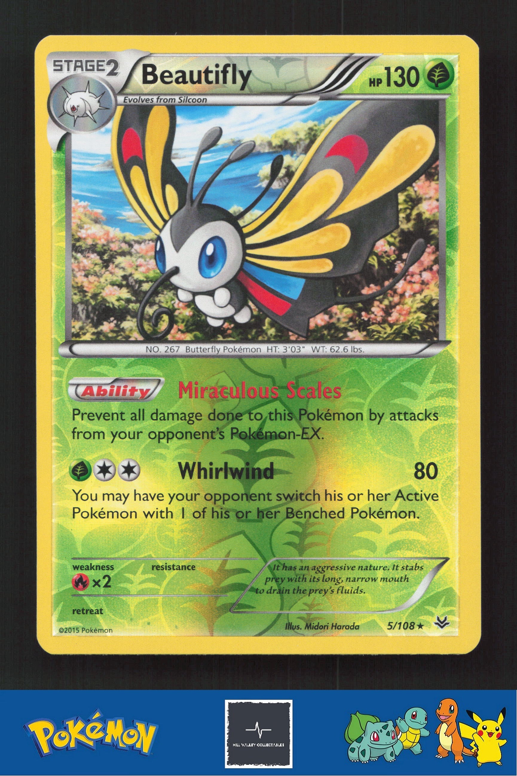 2015 Pokemon XY Roaring Skies 5/108 Beautifly Reverse