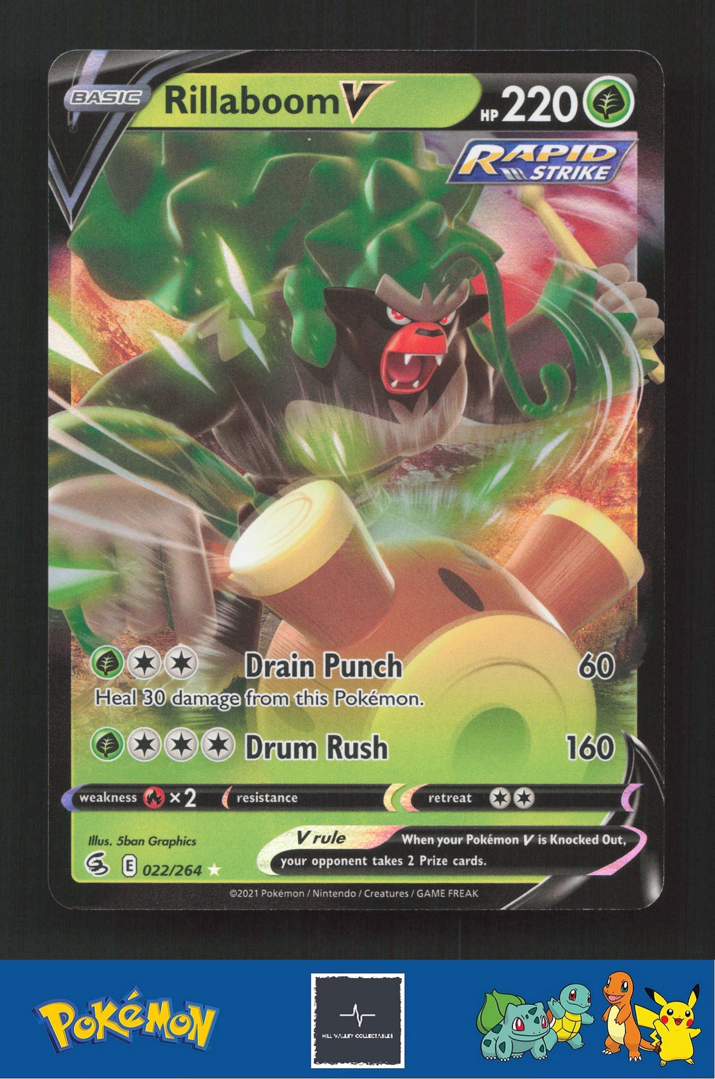 2021 Pokemon SWSH Fusion Strike 022/264 Rillaboom V