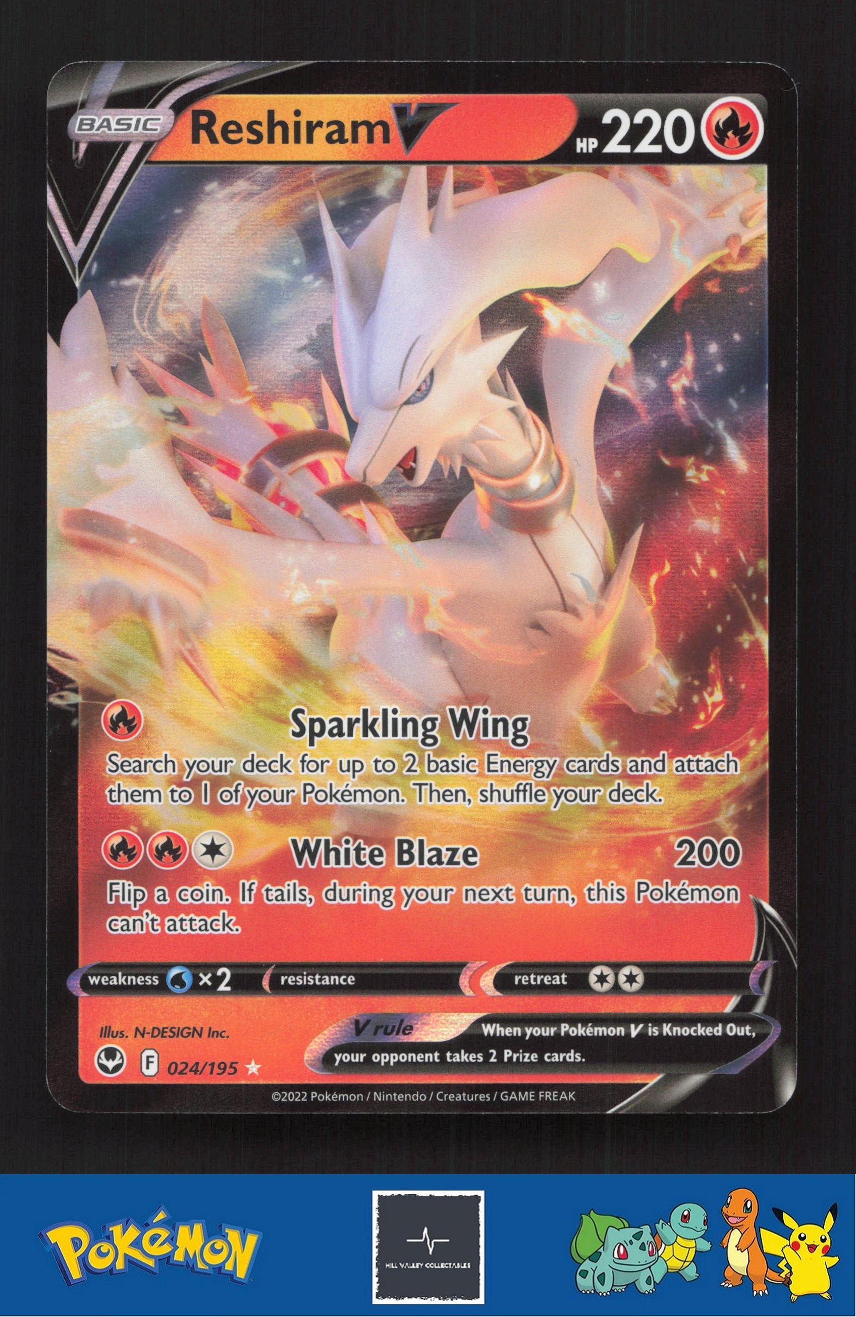 2020 Pokemon SWSH Silver Tempest 024/195 Reshiram V