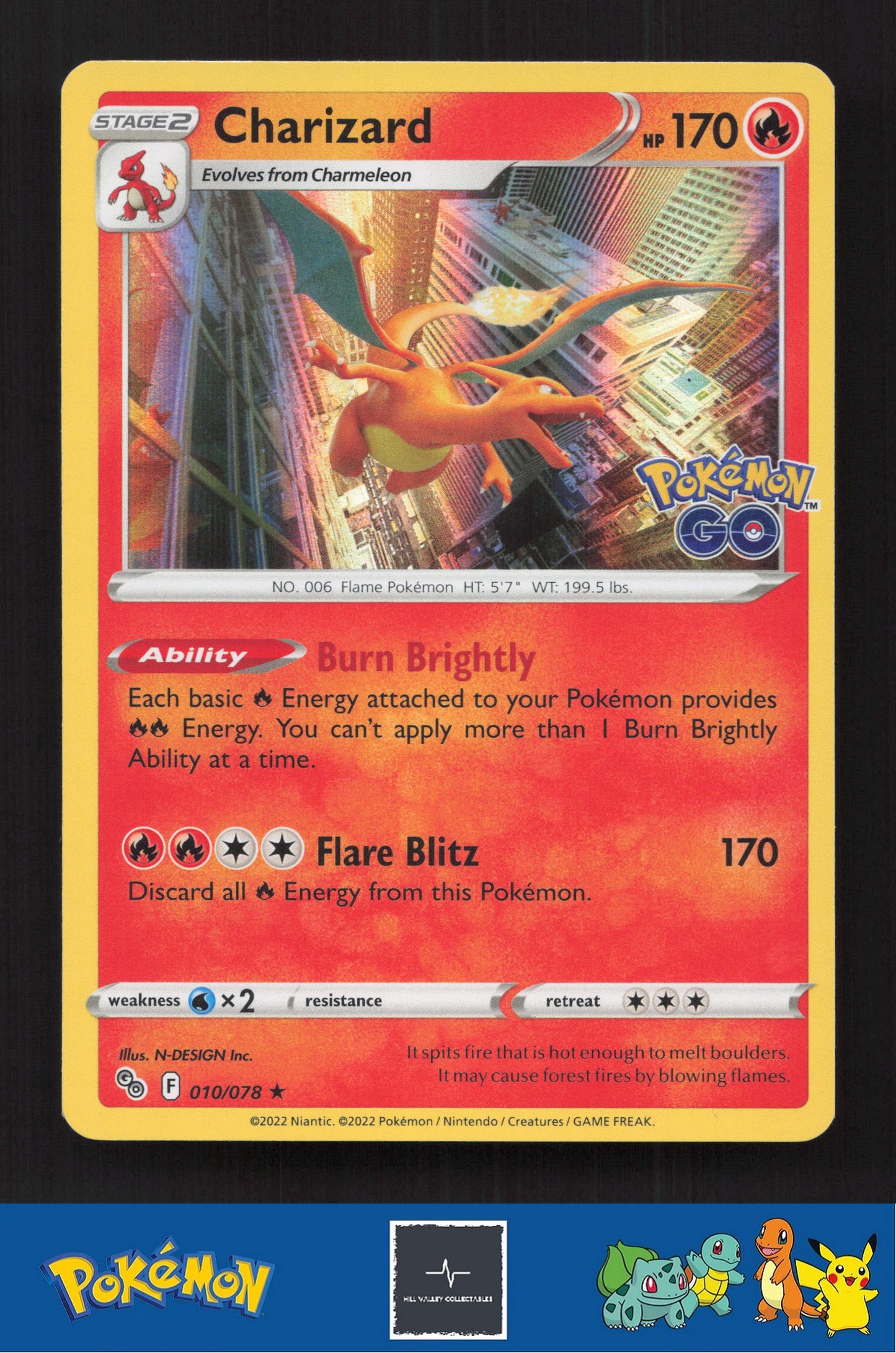 2022 Pokemon SWSH Pokemon GO 010/078 Charizard Holo