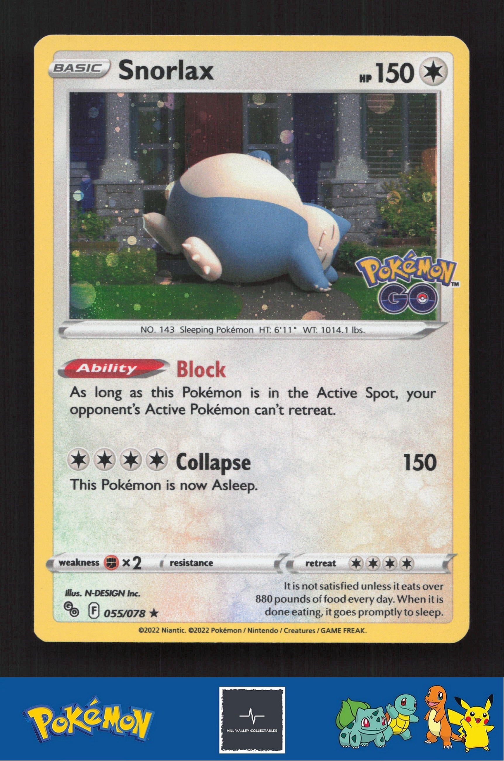 2022 Pokemon SWSH Pokemon GO 055/078 Snorlax Cosmos Holo Promo
