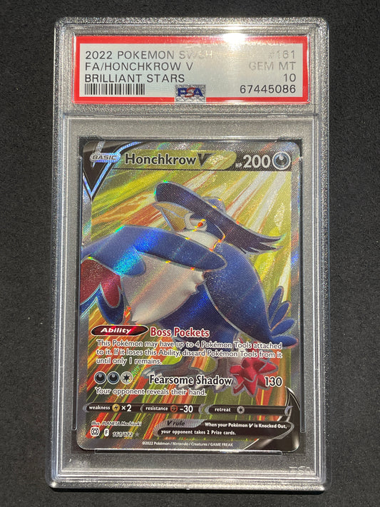 2022 Pokemon SWSH Brilliant Stars 161/172 Honchkrow V PSA 10