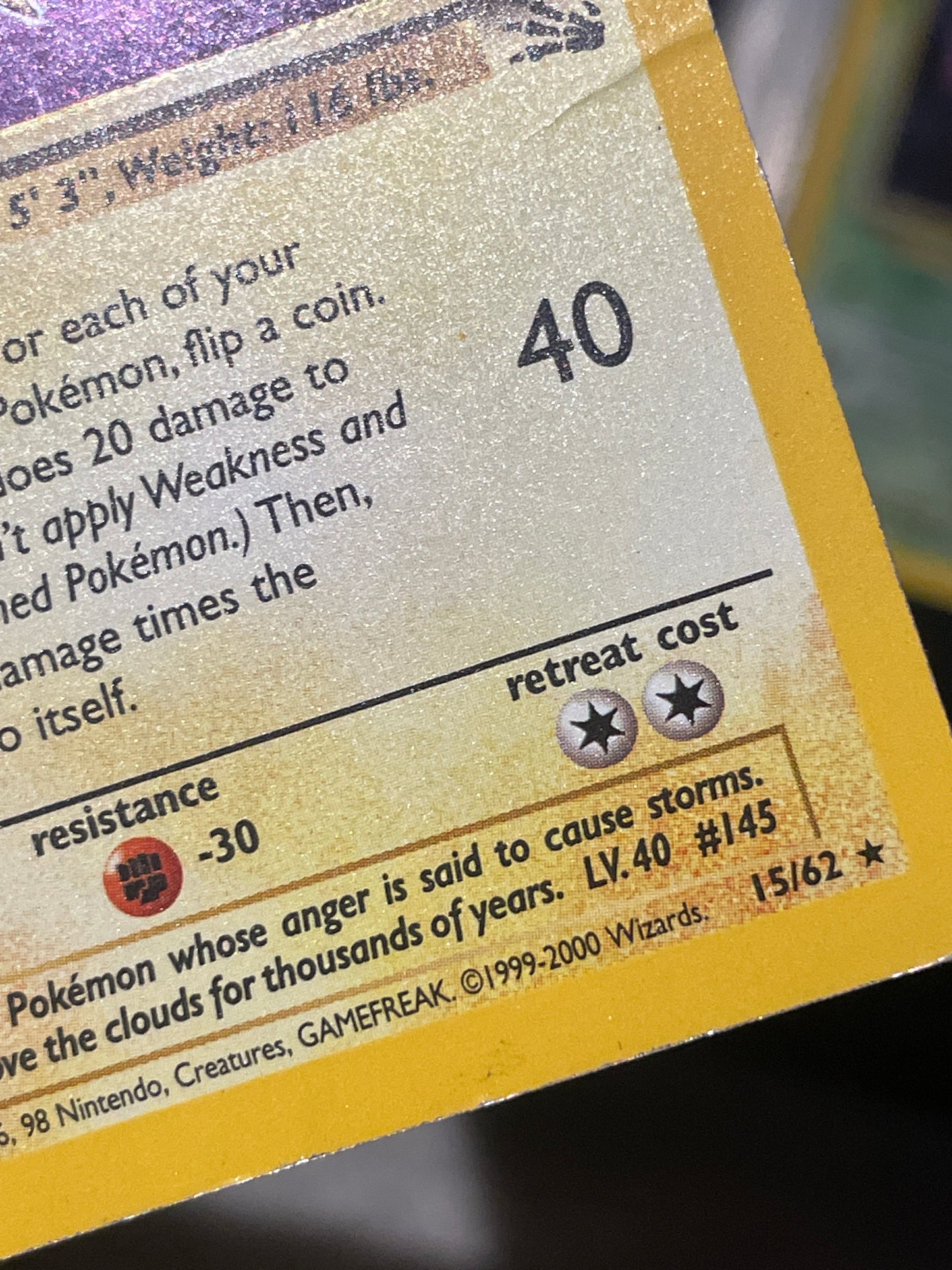 1999-2000 Pokemon Fossil (Thunderstorm Deck) 15/62 Zapdos Holo