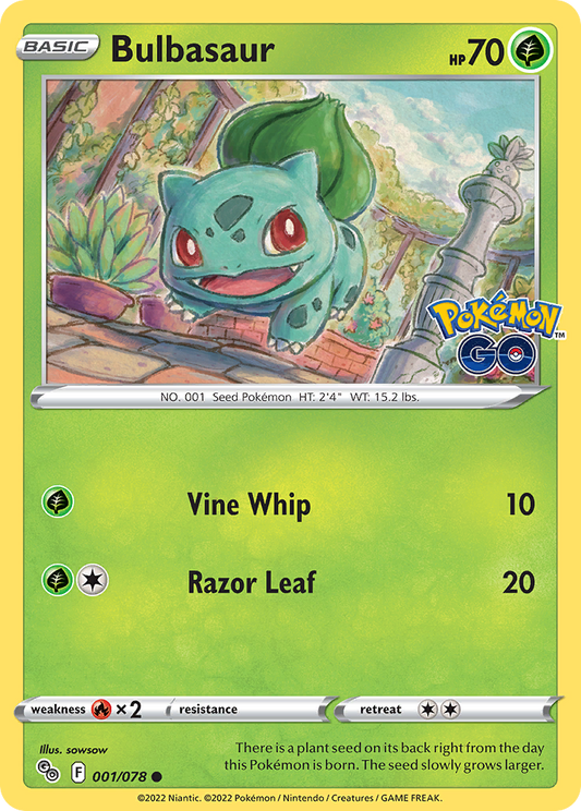 2022 Pokemon SWSH Pokemon Go 001/078 Bulbasaur Reverse