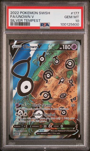 2022 Pokemon SWSH Silver Tempest 177/195 Unown V PSA 10