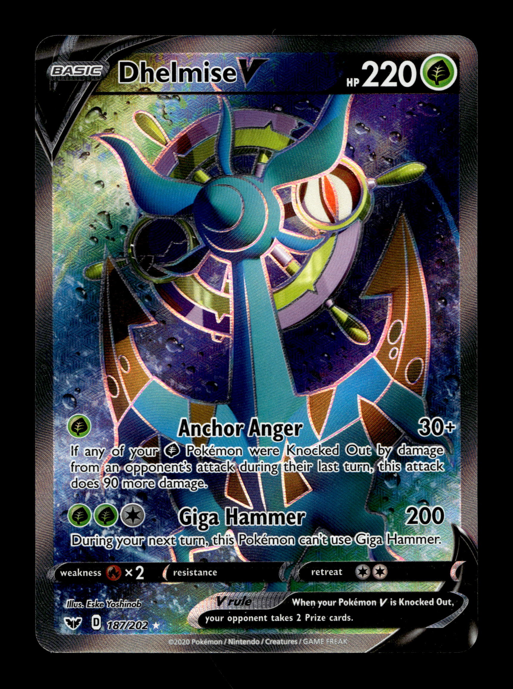 2020 Pokemon SWSH Sword & Shield Base Set 187/202 Dhelmise V