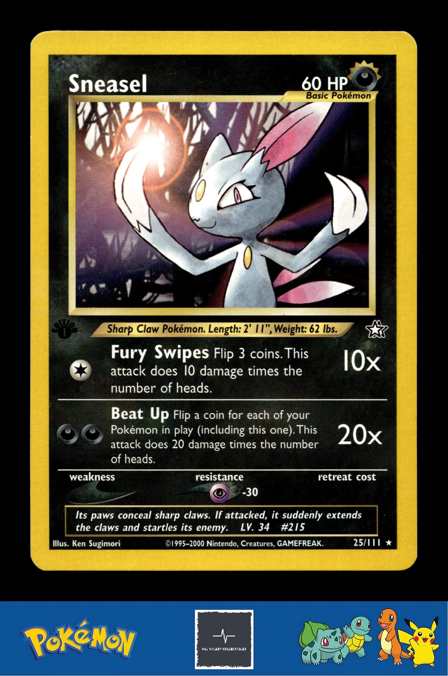2000 Pokemon WotC Neo Genesis 25/111 Sneasel (Sugimori) 1st Ed