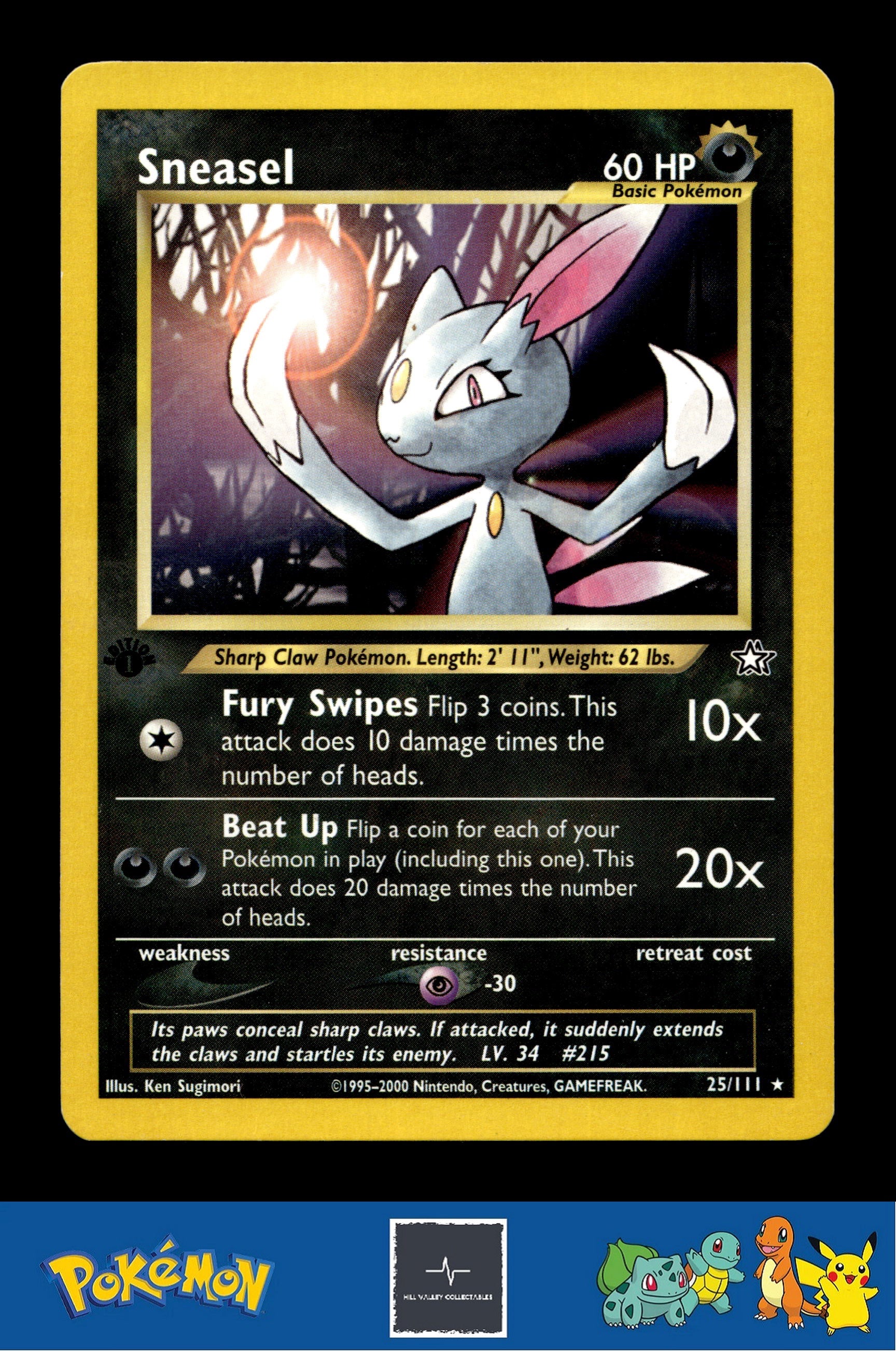 2000 Pokemon WotC Neo Genesis 25/111 Sneasel (Sugimori) 1st Ed