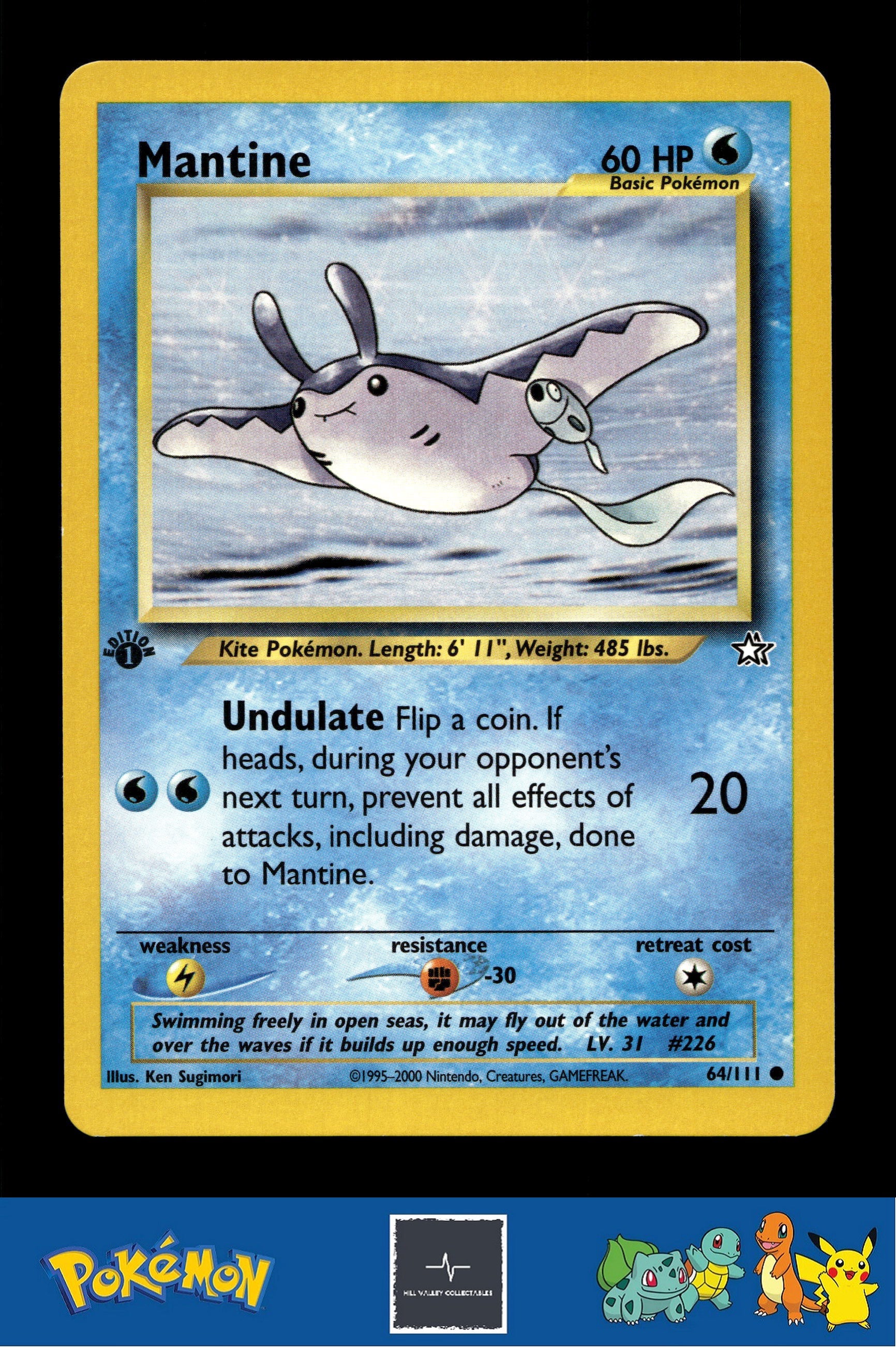 2000 Pokemon WotC Neo Genesis 64/111 Mantine (Sugimori) 1st Ed