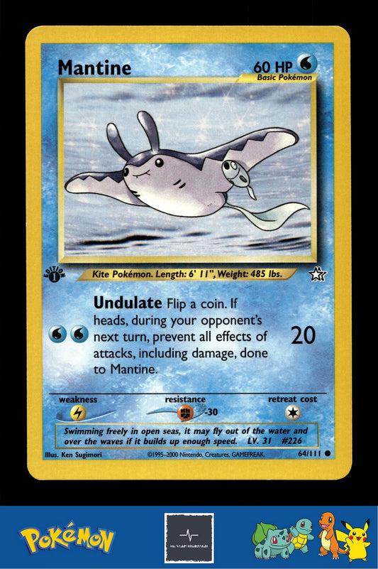 2000 Pokemon WotC Neo Genesis 64/111 Mantine (Sugimori) 1st Ed