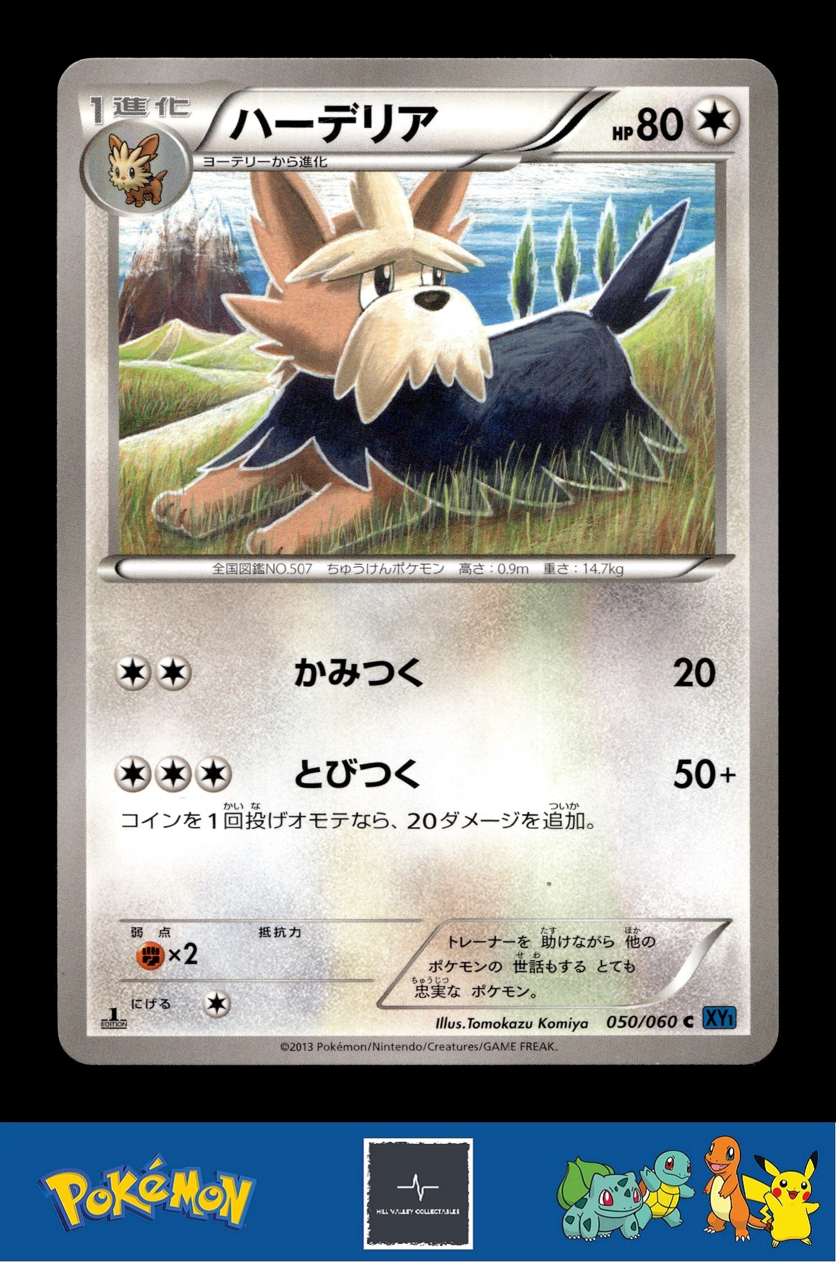 2013 Japanese Pokemon XY1 Collection X 050/060 Herdier (Komiya) 1st Ed