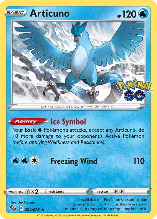 2022 Pokemon SWSH Pokemon Go 024/078 Articuno Holo