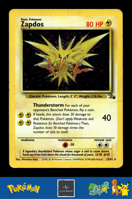 1999-2000 Pokemon Fossil (Thunderstorm Deck) 15/62 Zapdos Holo