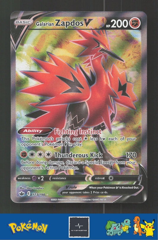 2021 Pokemon SWSH Chilling Reign 173/198 Galarian Zapdos V