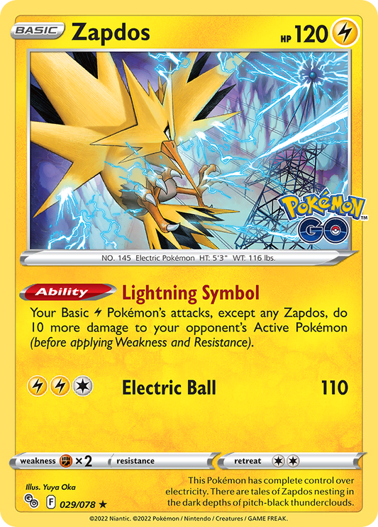 2022 Pokemon SWSH Pokemon Go 029/078 Zapdos Holo