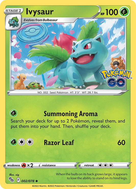 2022 Pokemon SWSH Pokemon Go 002/078 Ivysaur Reverse