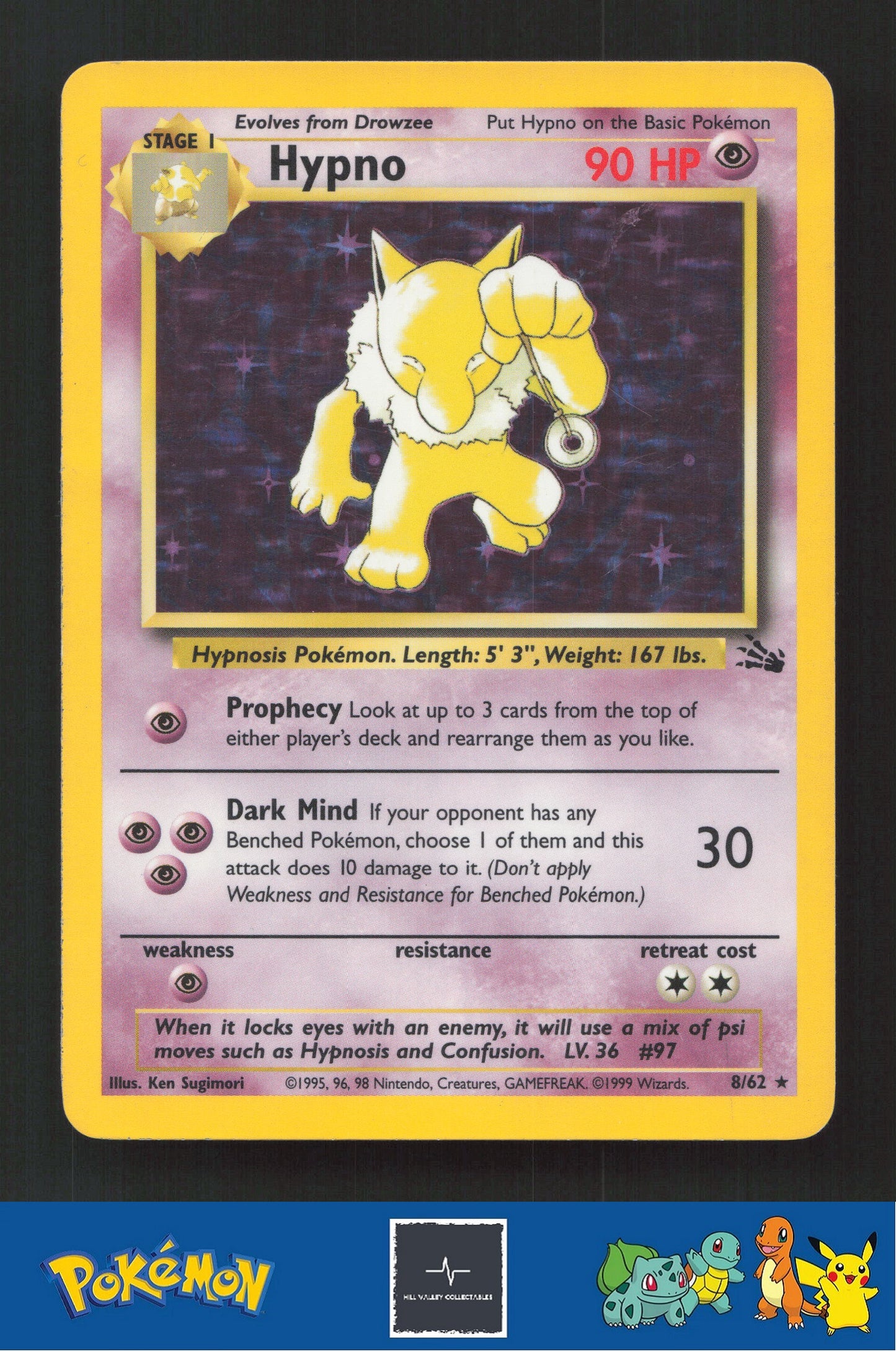 1999 Pokemon WotC Fossil 8/62 Hypno