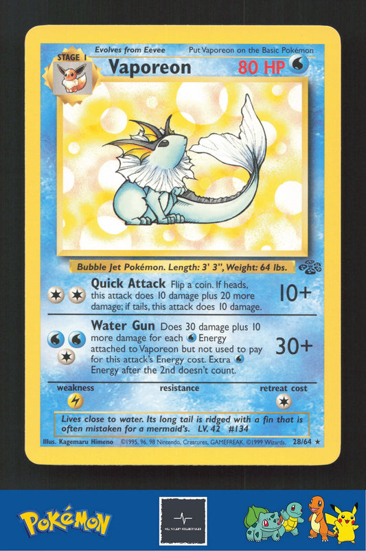 1999 Pokemon WotC Jungle 28/64 Vaporeon