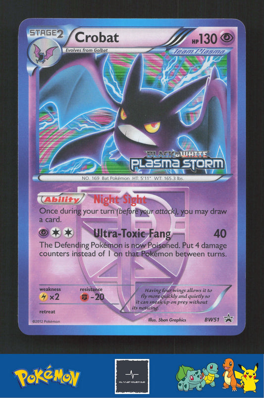 2012 Pokemon BW Black and White Promo BW51 Crobat Stamped