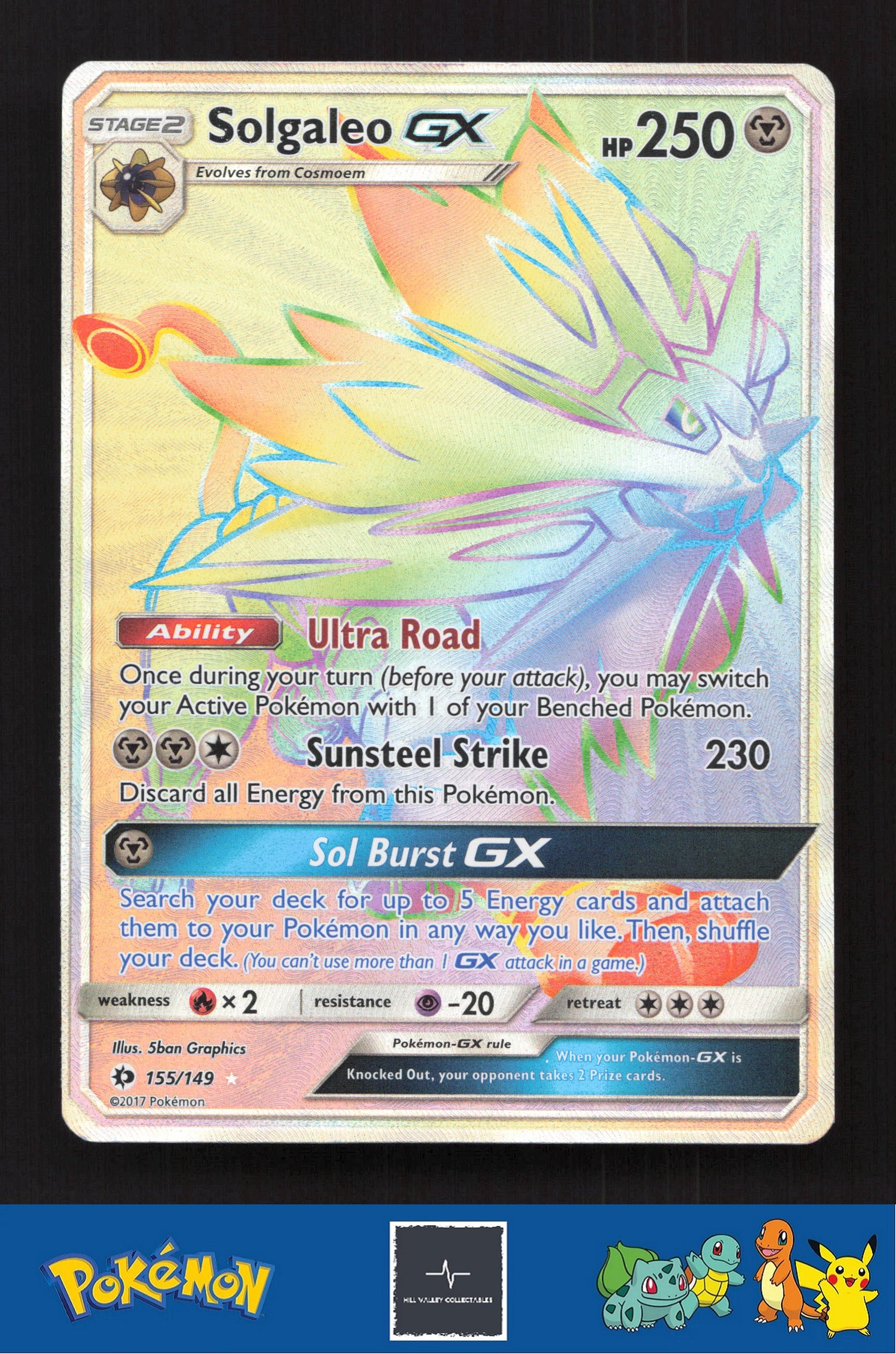 2017 Pokemon SM Sun & Moon Base Set 155/149 Solgaleo GX