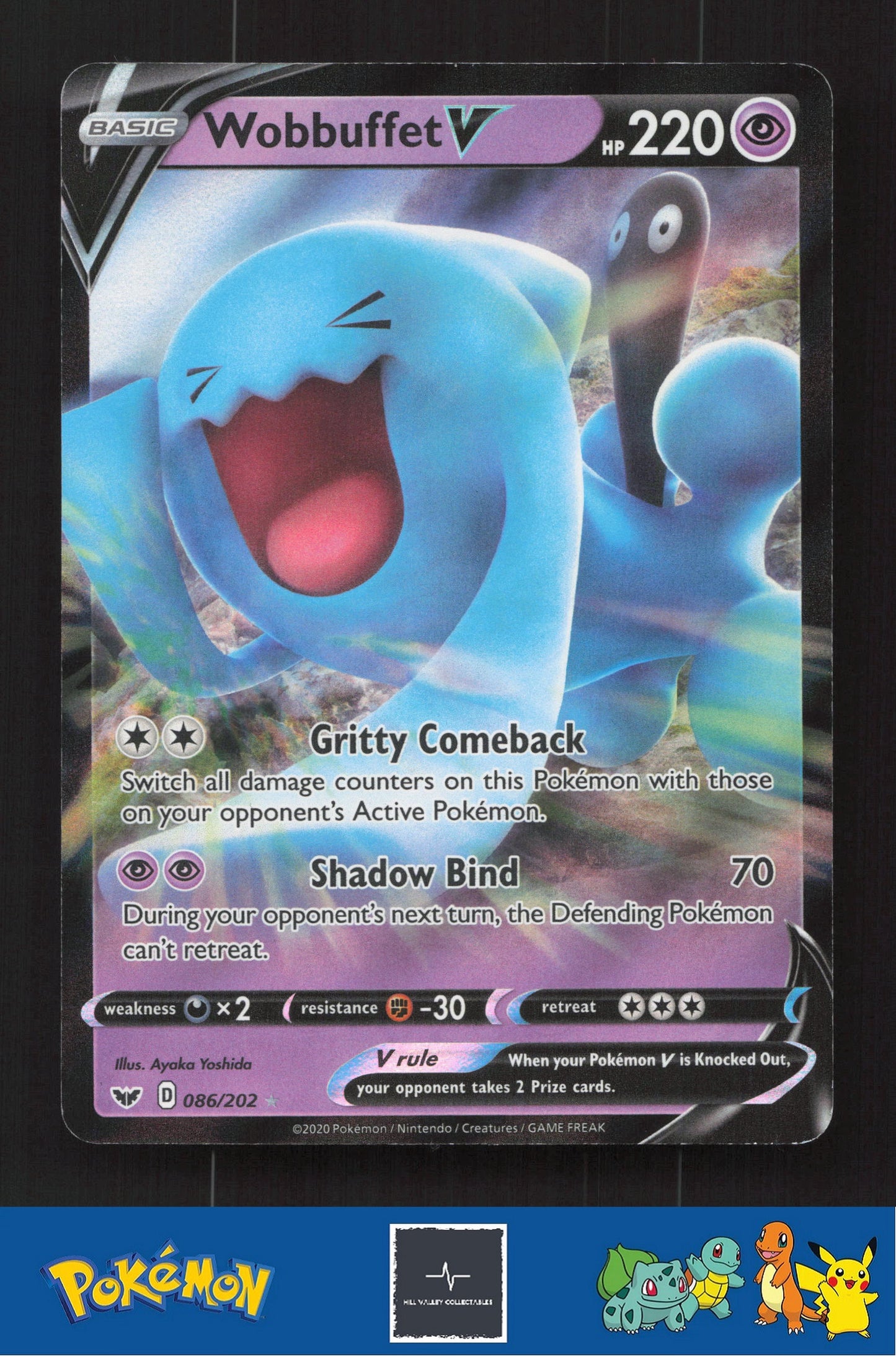 2020 Pokemon SWSH Sword & Shield Base Set 086/202 Wobbuffet V