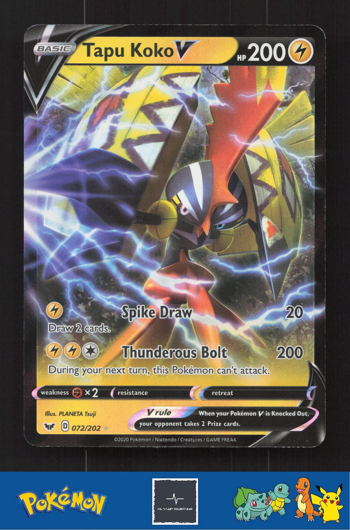 2020 Pokemon SWSH Sword & Shield Base Set 072/202 Tapu Koko V
