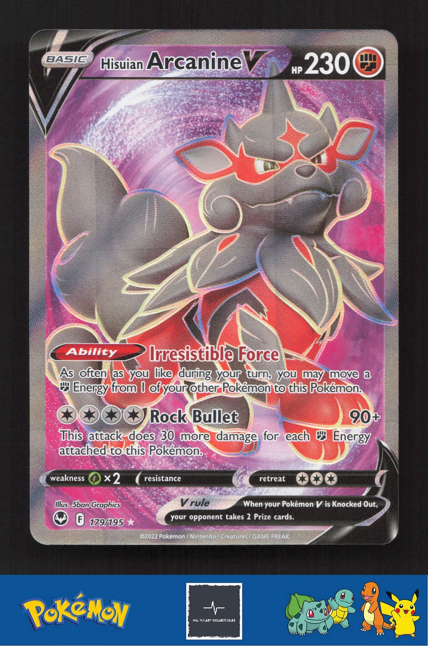 2022 Pokemon SWSH Silver Tempest 179/195 Hisuian Arcanine V