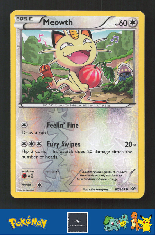 2015 Pokemon XY Roaring Skies 67/108 Meowth Reverse