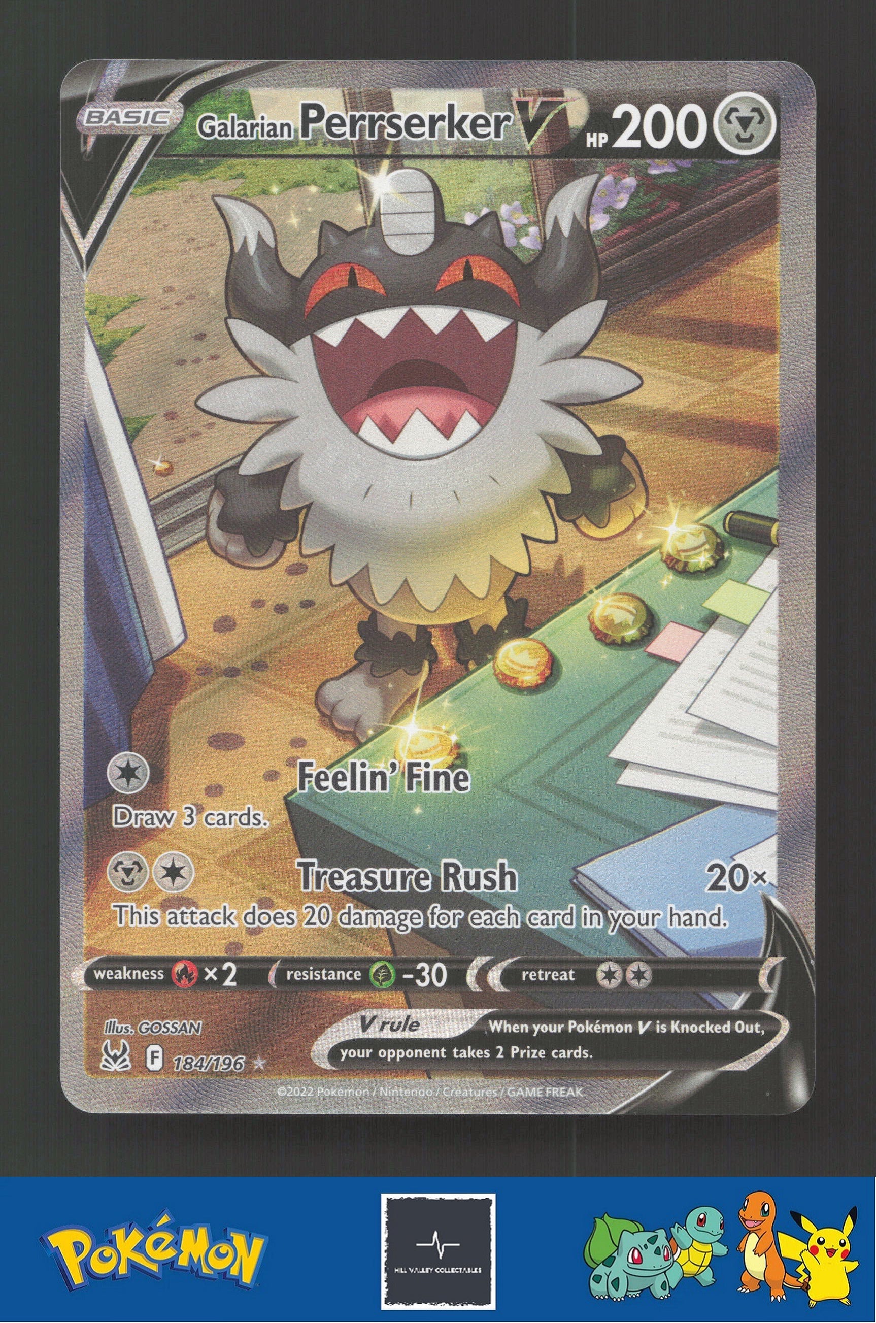 2022 Pokemon Lost Origin 184/196 Galarian Perrserker V