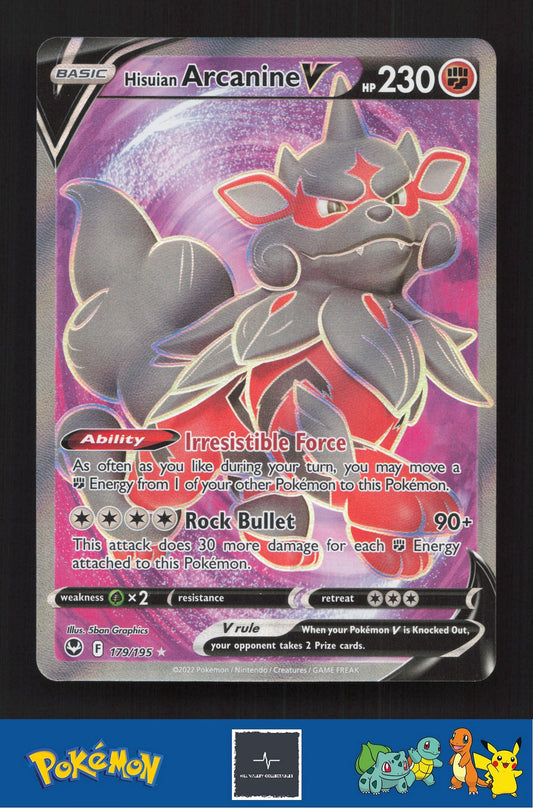 2020 Pokemon SWSH Silver Tempest 179/195 Hisuian Arcanine V