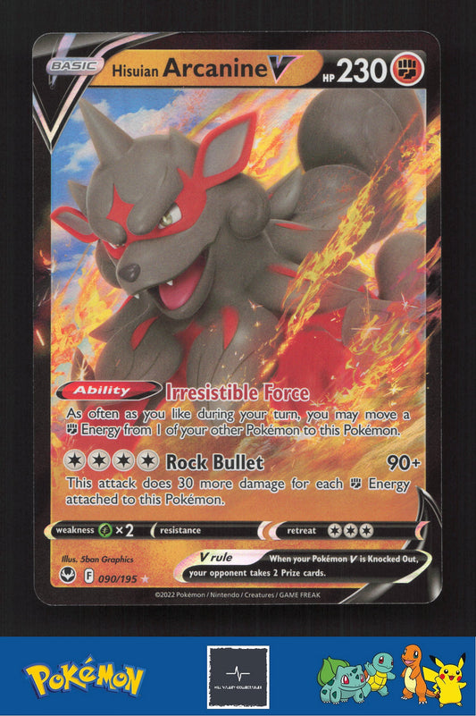 2020 Pokemon SWSH Silver Tempest 090/195 Hisuian Arcanine V