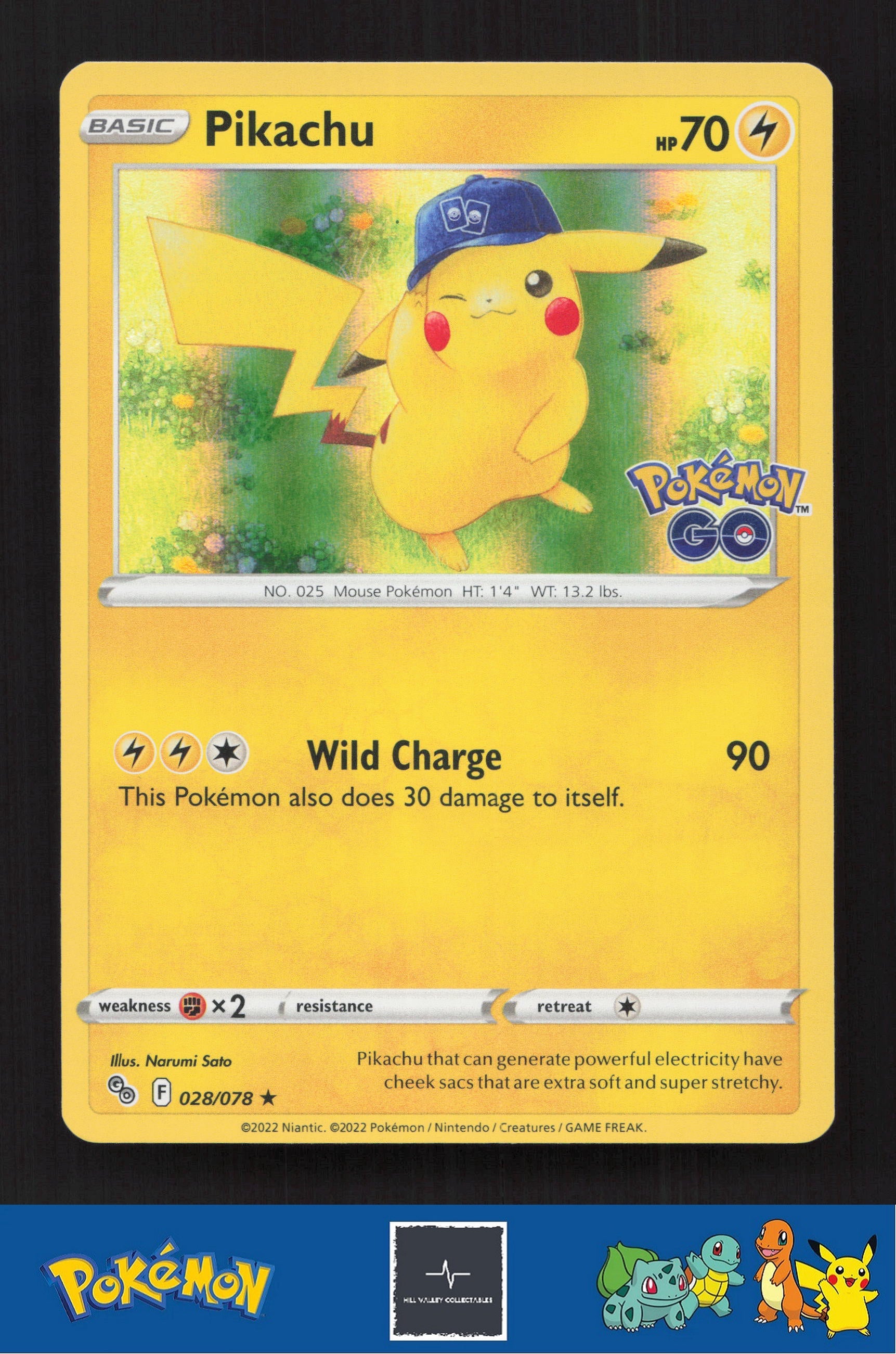 2022 Pokemon SWSH Pokemon GO 028/078 Pikachu Holo