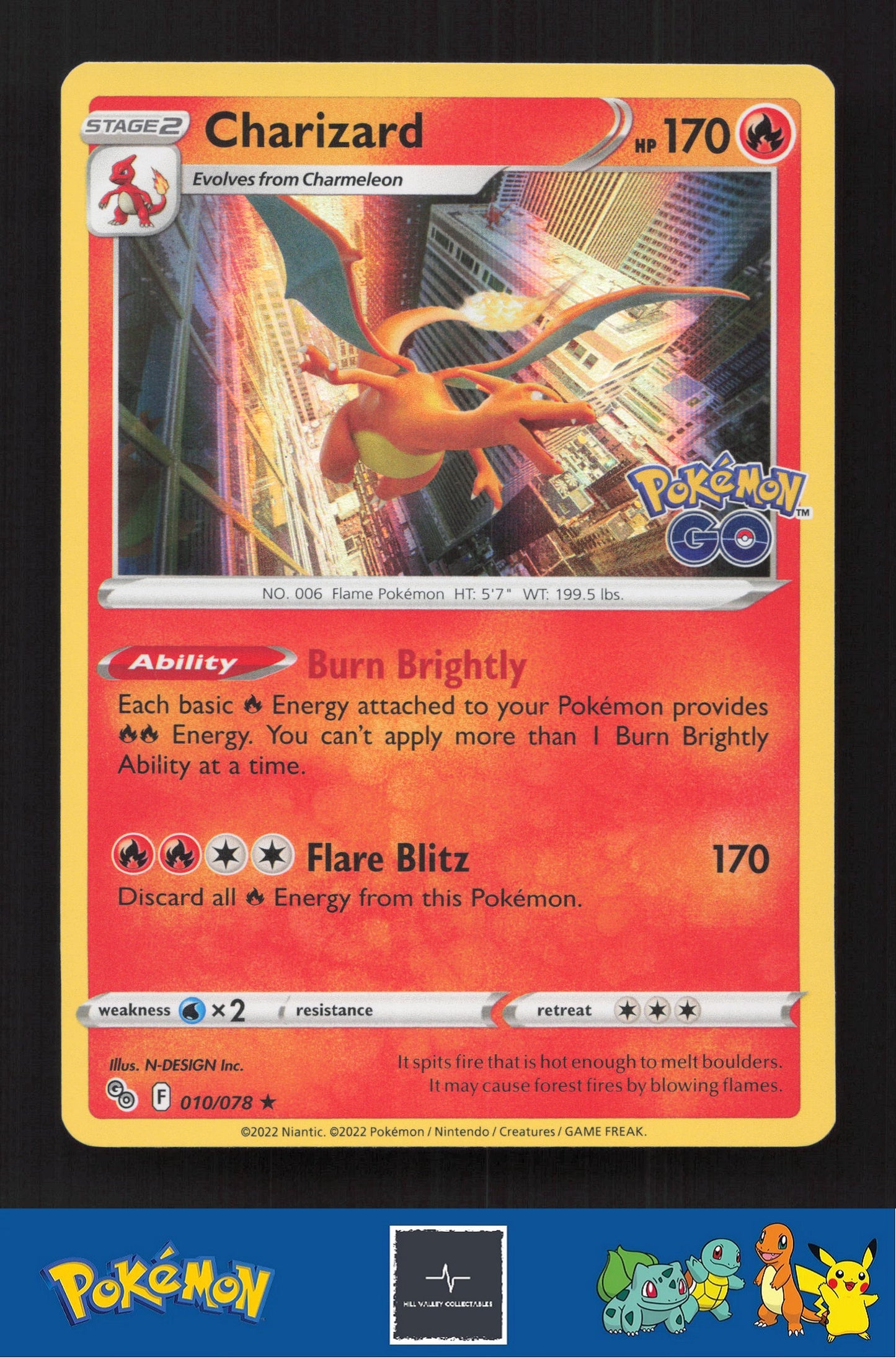 2022 Pokemon SWSH Pokemon GO 010/078 Charizard Holo