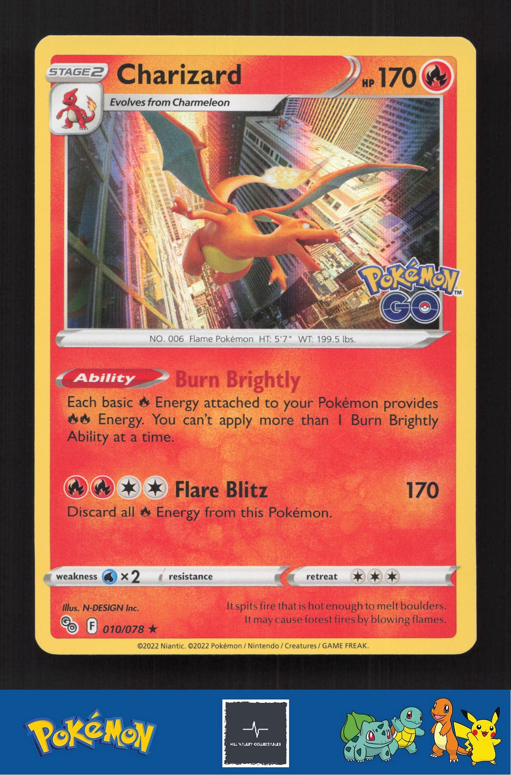 2022 Pokemon SWSH Pokemon GO 010/078 Charizard Holo