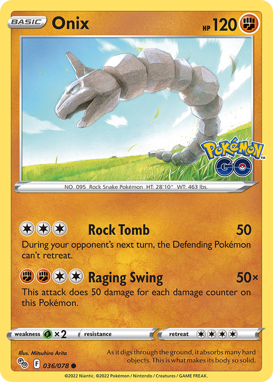 2022 Pokemon SWSH Pokemon Go 036/078 Onix Reverse