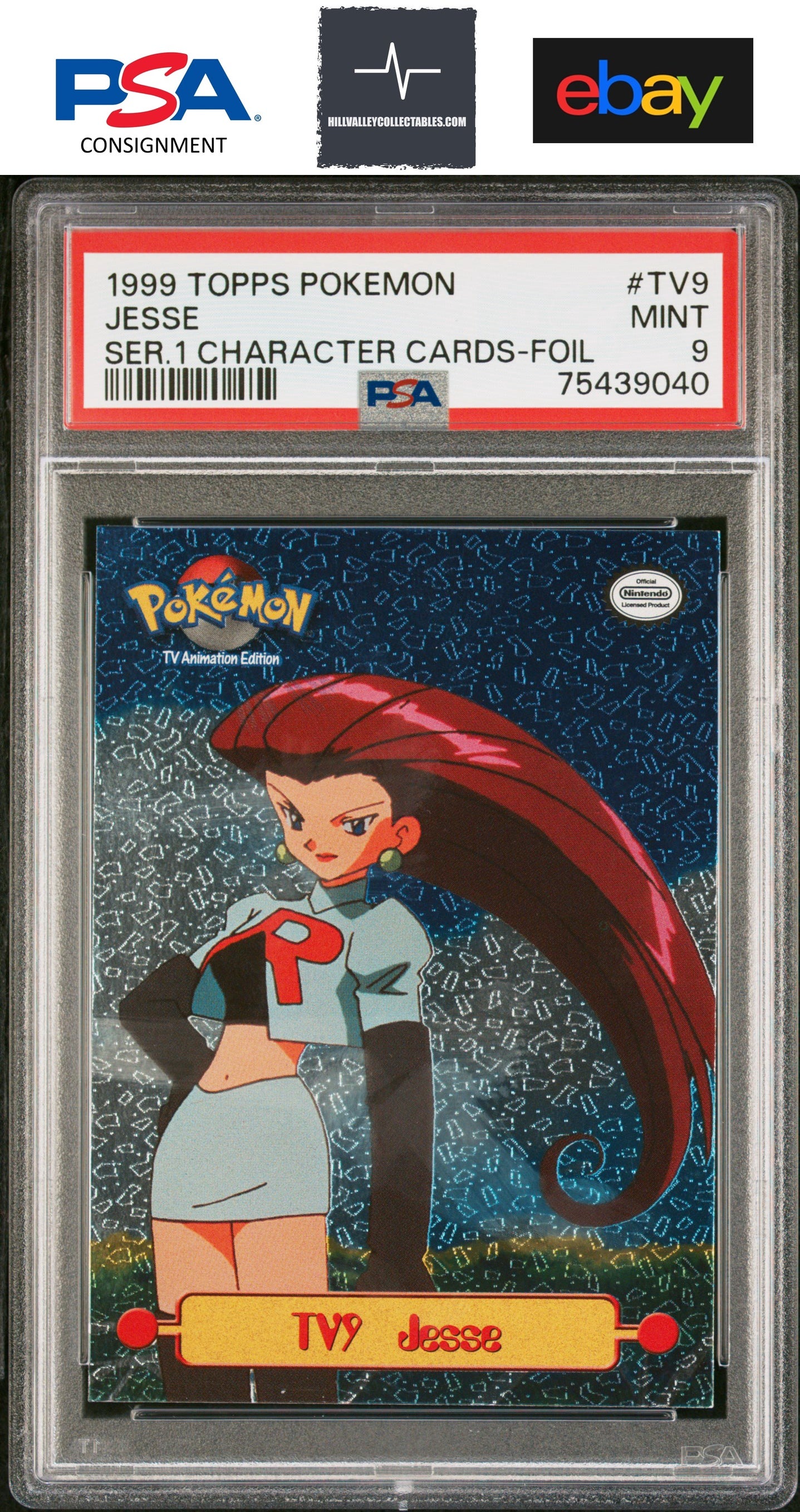 eBay link in description - 1999 Topps Pokemon Series 1 Character Cards TV9 Jesse (Jessie Team Rocket)